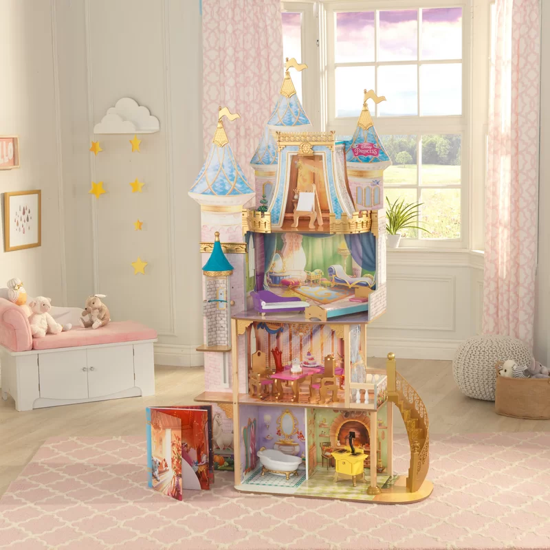 KidKraft Disney® Princess Royal Celebration Wooden Dollhouse with 10-Piece Accessories and Bonus Storybook Foldout Rooms. Gift for Ages 3+