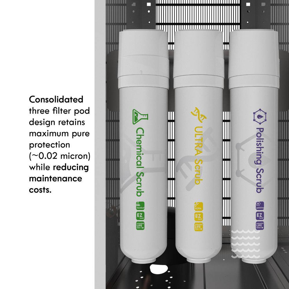 DRINKPOD DP6-B-TL Touchless Elite 6 Series 3 Gal. Capacity Bottleless Water Cooler Dispenser 4 Stage Filters Black Hands Free Touchless