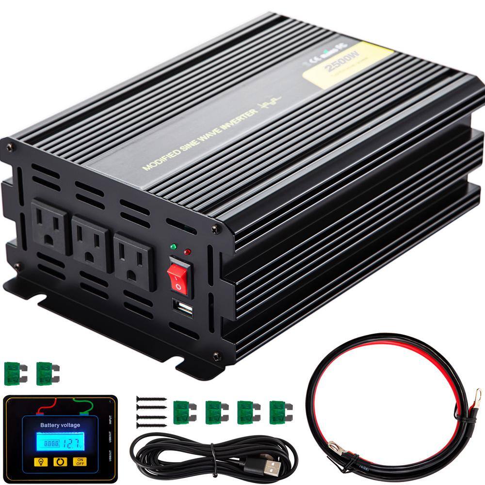 VEVOR ZXN2K5-24-120I14HV9 2500-Watt DC 24-Volt Power Inverter Modified Sine Wave Inverter with LCD Remote Controller LED Indicator for Truck RV