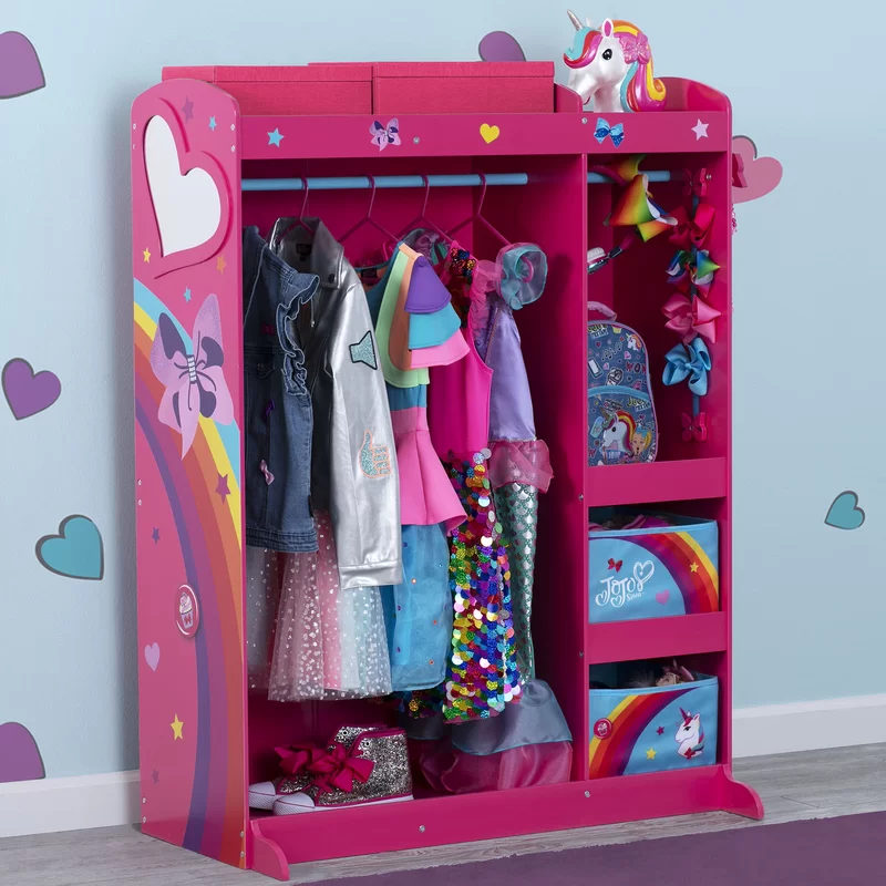Delta Children JoJo Siwa Dress and Play Boutique - Pretend Play Costume Storage Wardrobe for Kids with Mirror & Shelves FL86758JS-1126