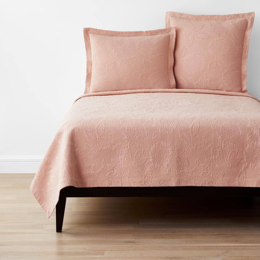 The Company Store  Putnam Matelasse Coral Cotton Queen Coverlet - Coral