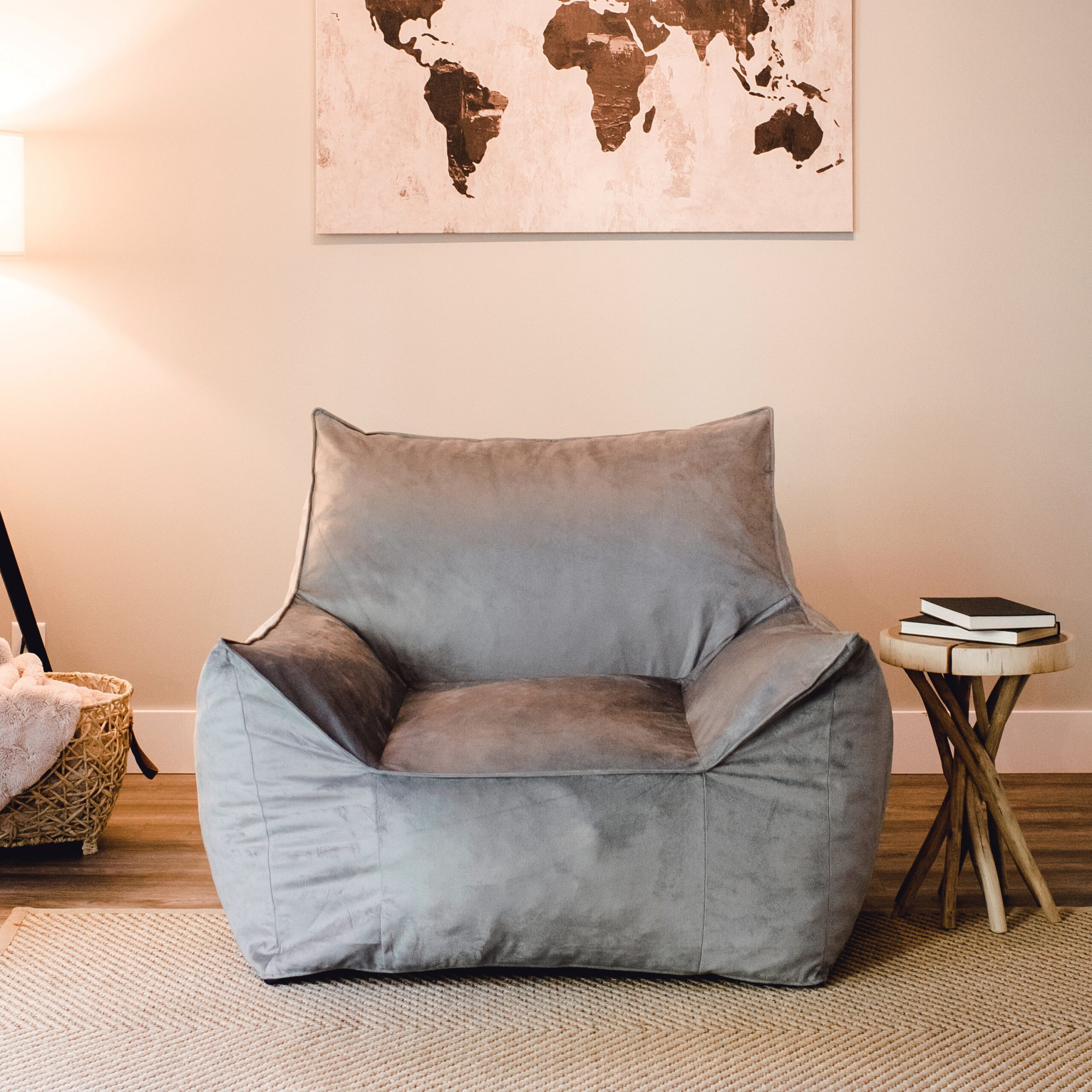 Big Joe Imperial Lounger Bean Bag Chair. Plush 4ft. Gray