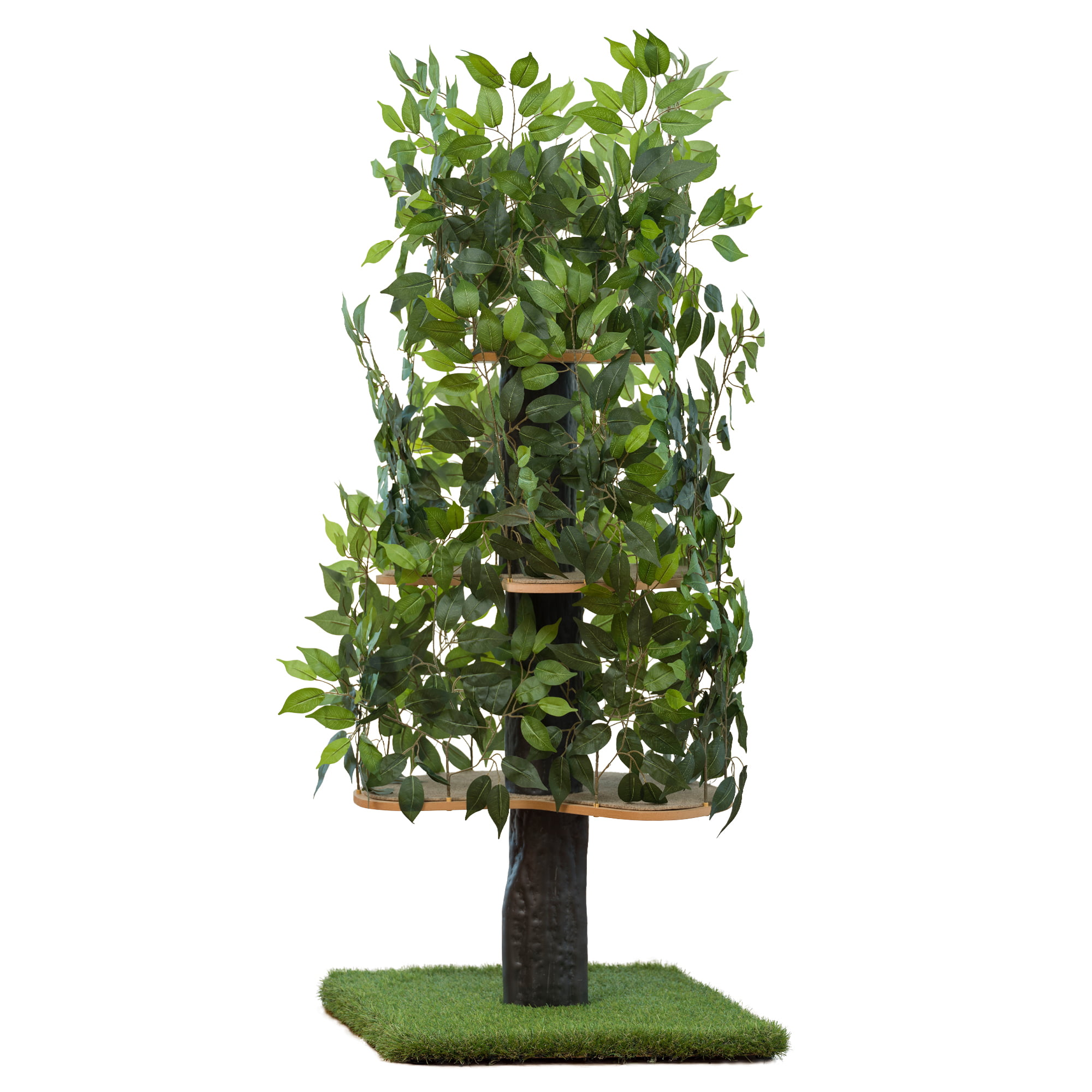 On2Pets Cat Tree with Leaves. Cat House & Cat Activity Tree. Multi-Level Cat Condo for Indoor Cats. Square Base. Green