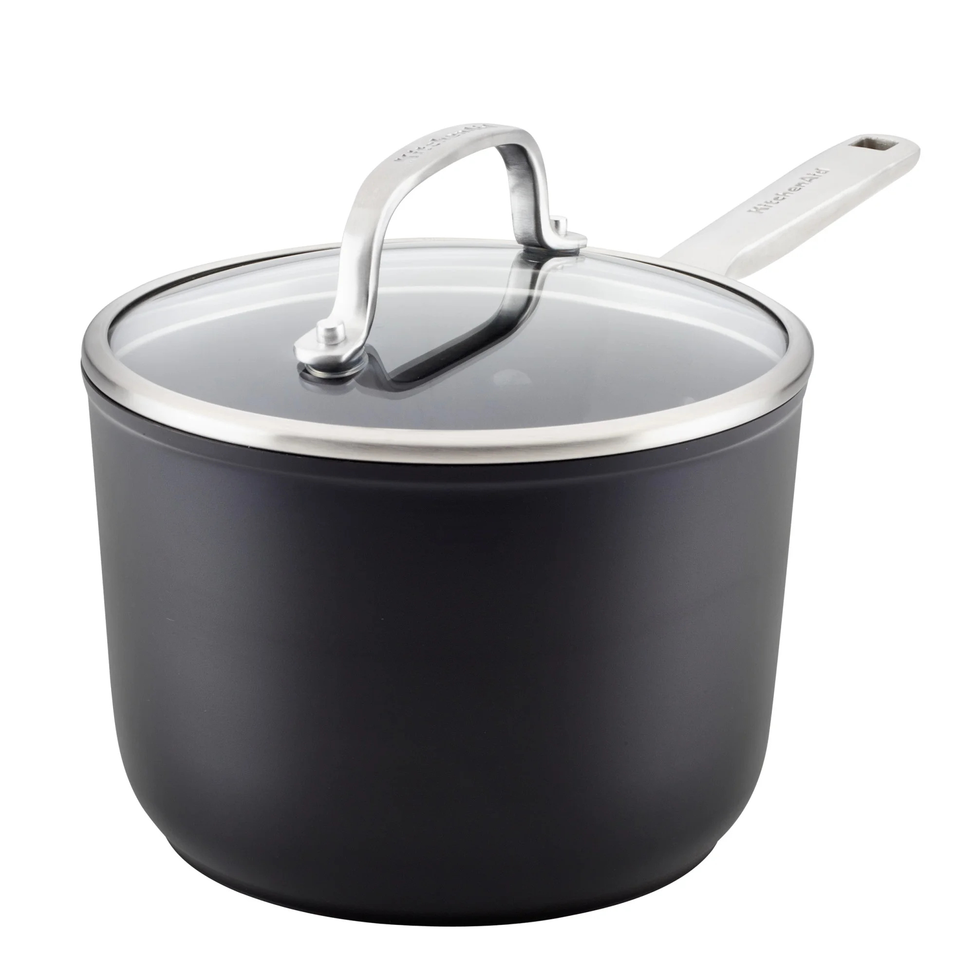 KitchenAid 80192 Hard Anodized Induction Nonstick Saucepan with Lid. 2 Quart. Matte Black