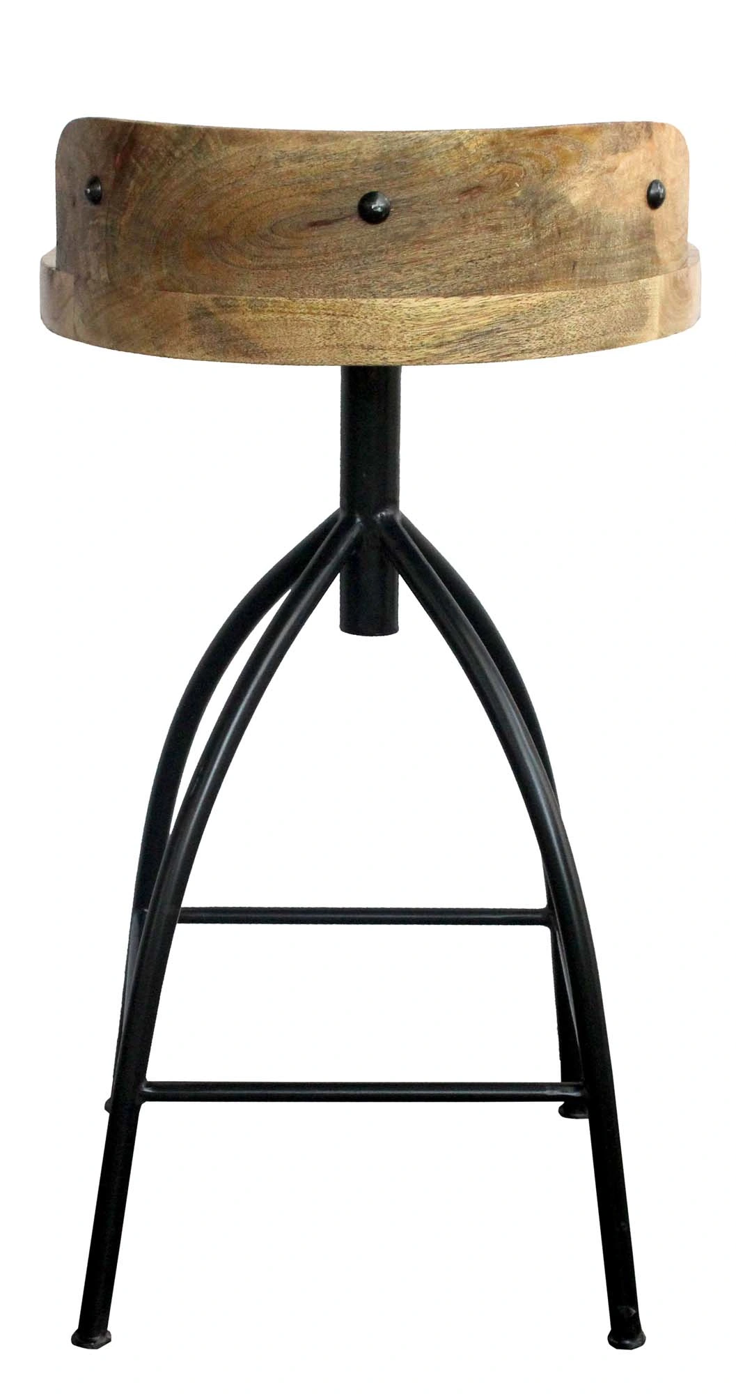 Benzara Industrial Style Adjustable Swivel Counter Height Stool with Backrest. Brown and Black 26-Inch (UPT-165867)