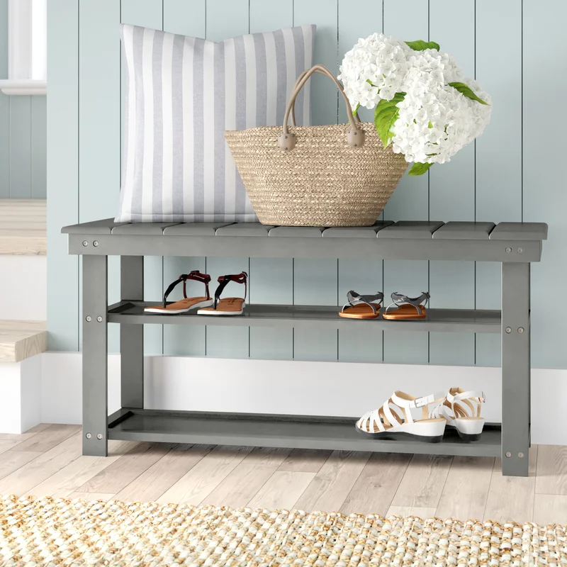 Fleshman Shoe Storage Bench Gray