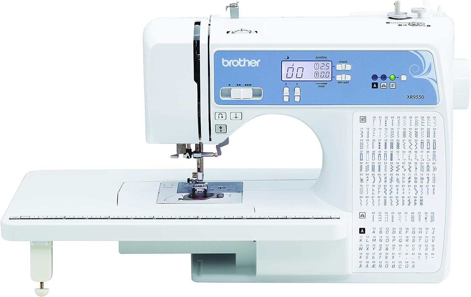 Brother Sewing and Quilting Machine. Computerized. 165 Built-in Stitches. LCD Display. Wide Table. 8 Included Presser Feet. White