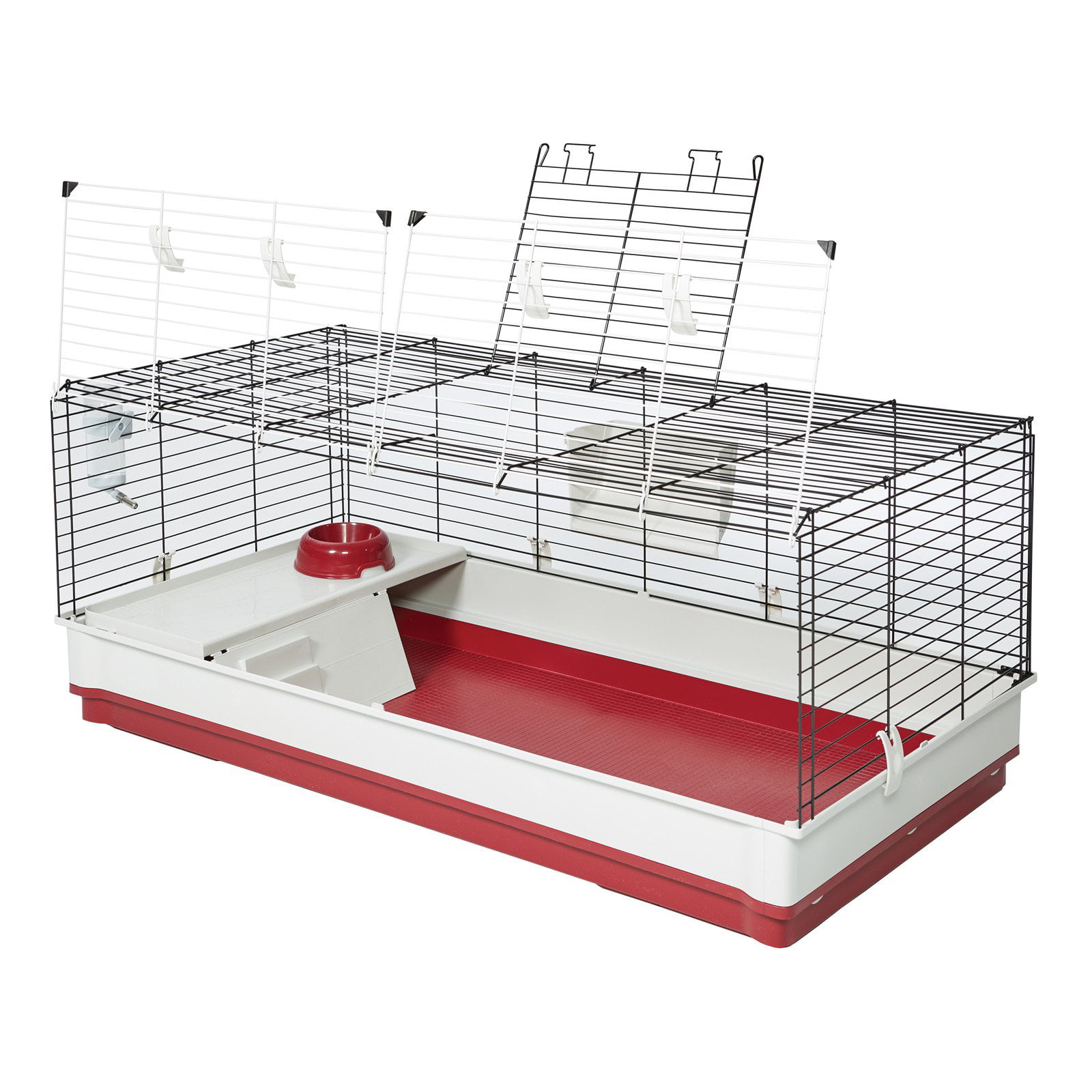 Midwest Homes for Pets Deluxe Rabbit & Guinea Pig Cage. X-Large. White & Red