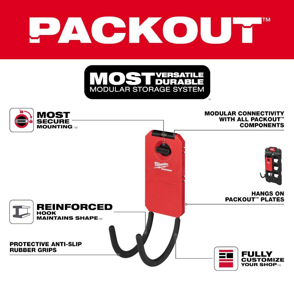 Milwaukee 48-22-8331-4 PACKOUT Curved Utility Hook (4-Pack)