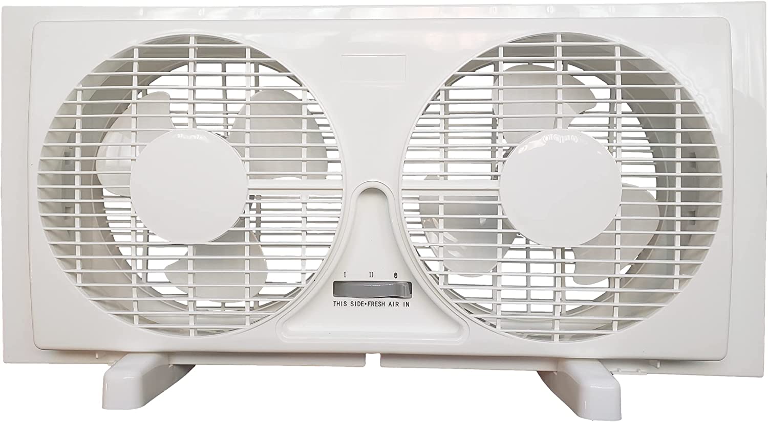JOEY-Z 9-inch Twin Window Fan with Manual Reversible Airflow Control. Auto-Locking Expanders. and 2-Speed Fan Switch (Min. 22.4″ Max. 34.3″) Expanders and Leg Stands Included