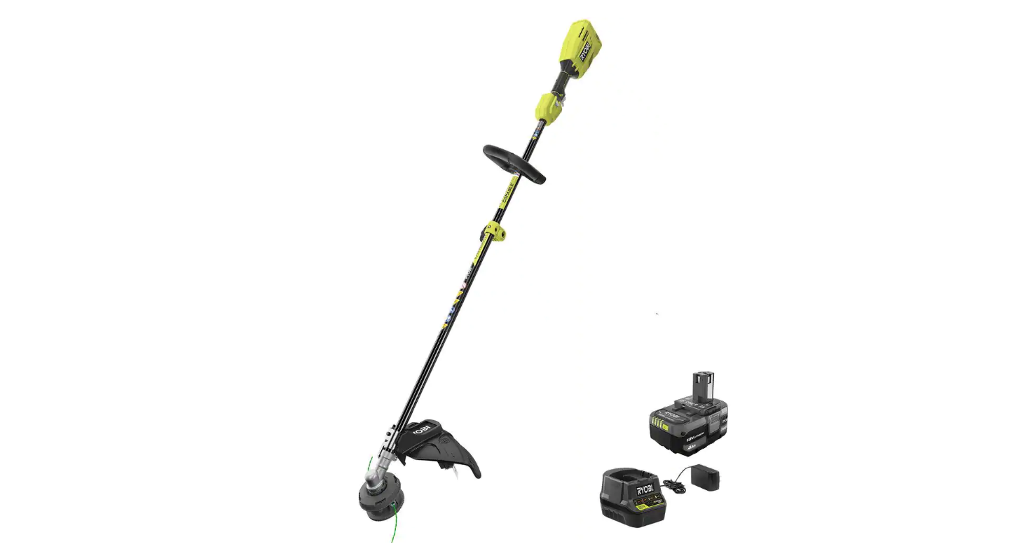 RYOBI P20110 ONE+ 18V Brushless 15 in. Cordless Attachment Capable String Trimmer with 4.0 Ah Battery and Charger