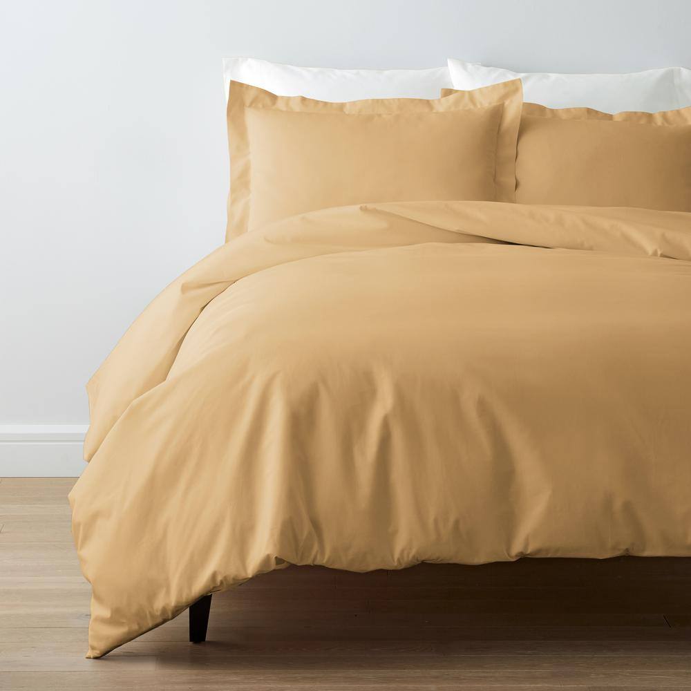 The Company Store  Company Cotton Butterscotch Solid 300-Thread Count Cotton Percale King Duvet Cover - Butterscotch