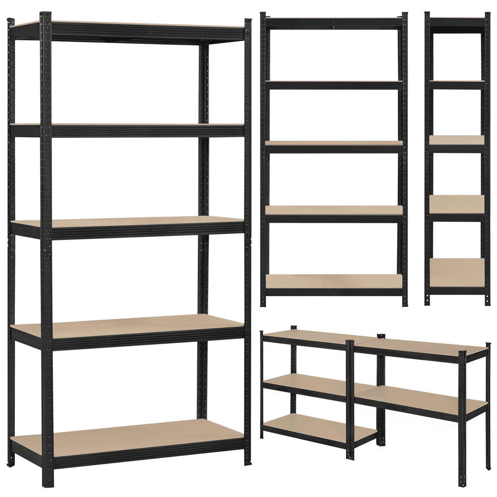 Smile Mart 5-Shelf Boltless & Adjustable Steel Storage Shelf Unit. Black. Holds up to 386 lb Per Shelf
