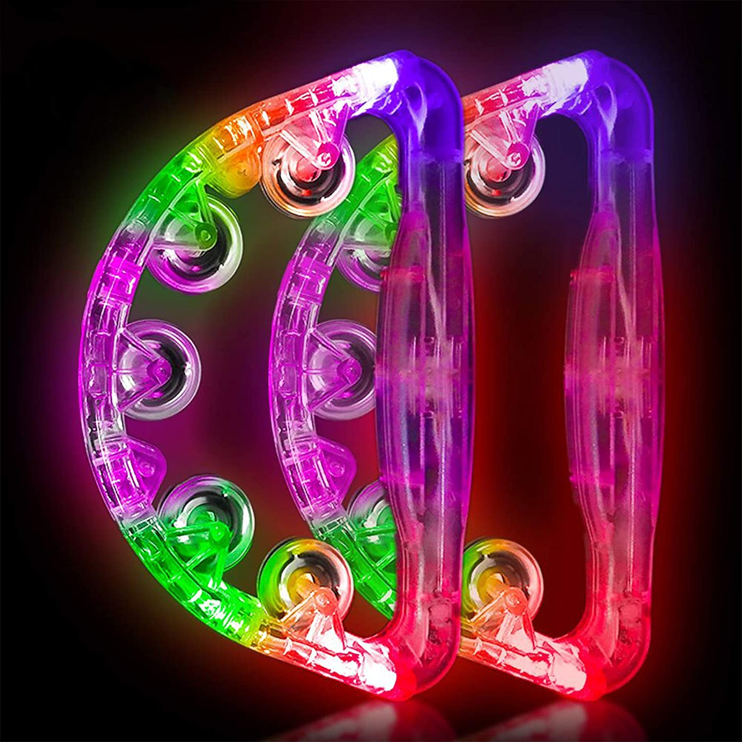 LED Tambourine Musical Flashing. Handheld Percussion Instrument