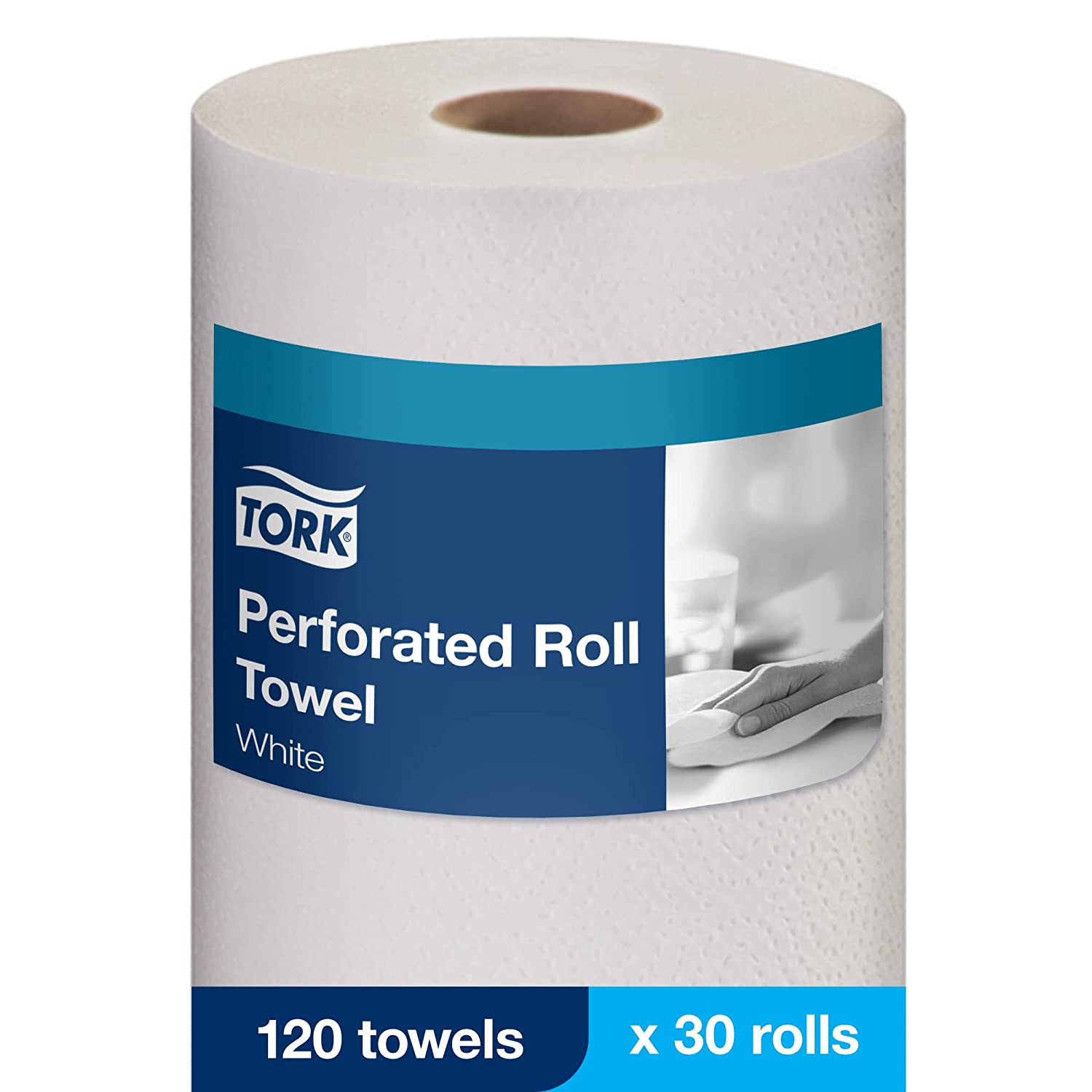 Tork HB9201 Handi-Size Perforated Paper Towel. White. Universal. 2-Ply. Case of 30 Rolls. 120 per Roll. 3.600 Towels