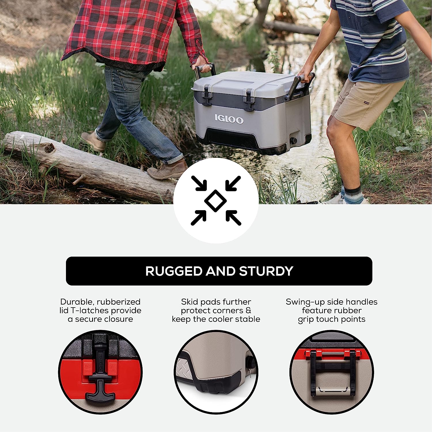 Igloo BMX 52 Quart Cooler with Cool Riser Technology. Sandstone/Red