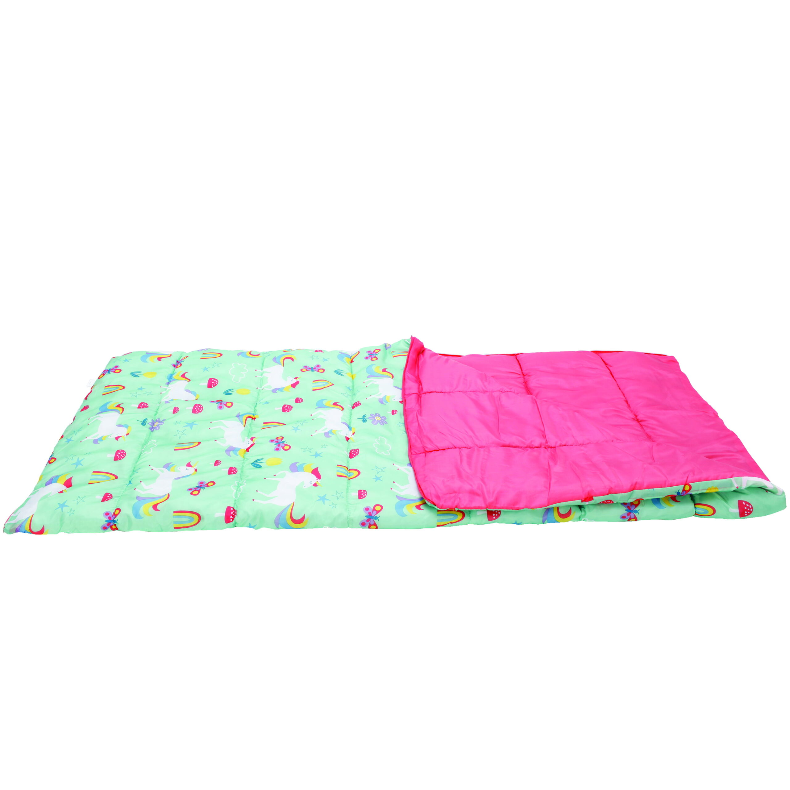 CRCKT Kids Rectangular Sleeping Bag.  °50F Rating. Multi-Color Unicorn Print