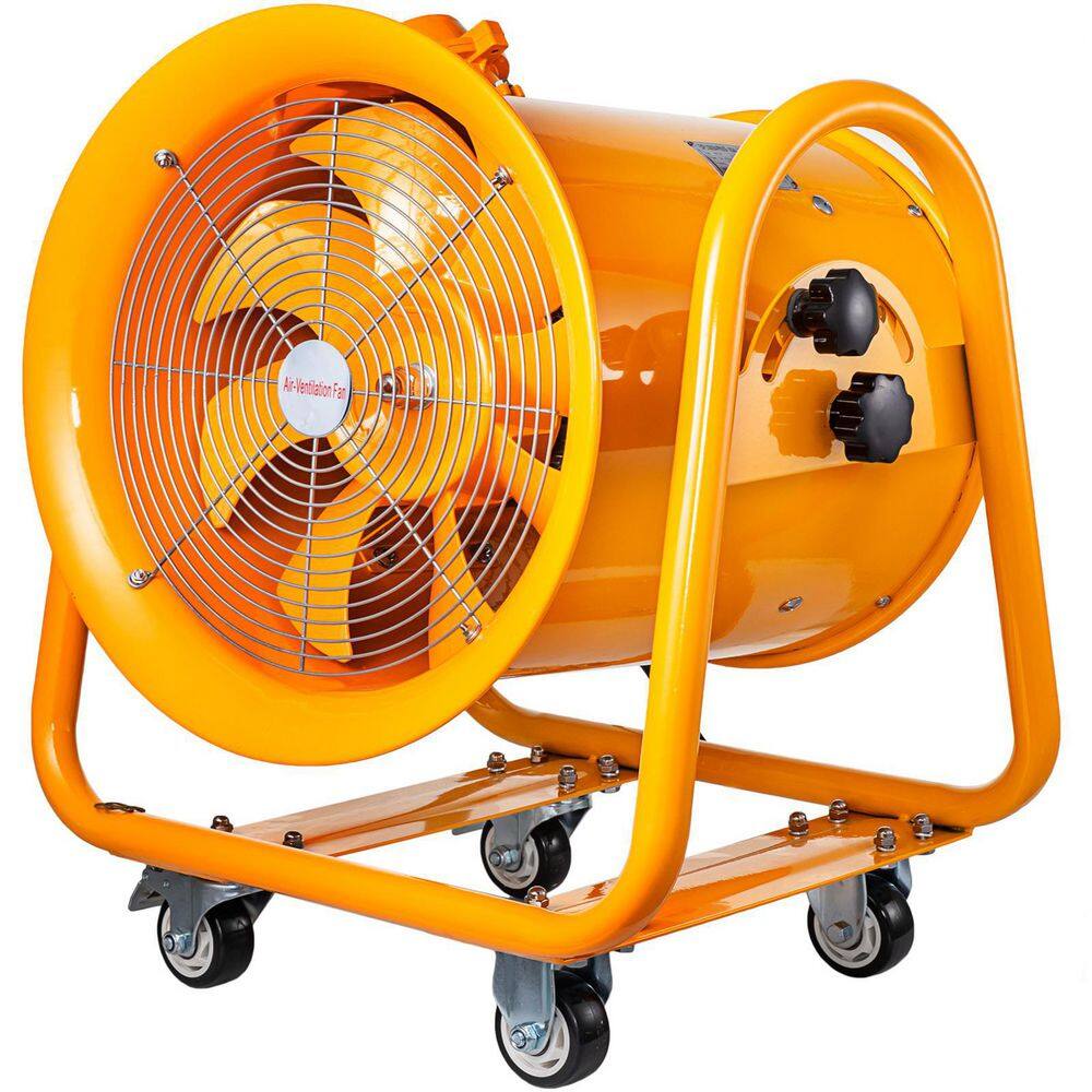 VEVOR ZLFJYJ16CFB000001V6 16 in. Utility Blower Fan Explosion Proof Fan 1100-Watt 60Hz 3450 RPM with Wheels for Extraction Ventilation in Orange
