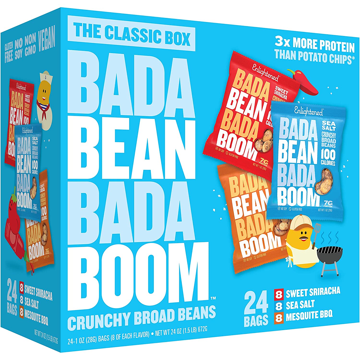 Bada Bean Bada Boom Plant-Based Protein. Bean Snacks. Variety Pack. 1 Ounce (24 Count)