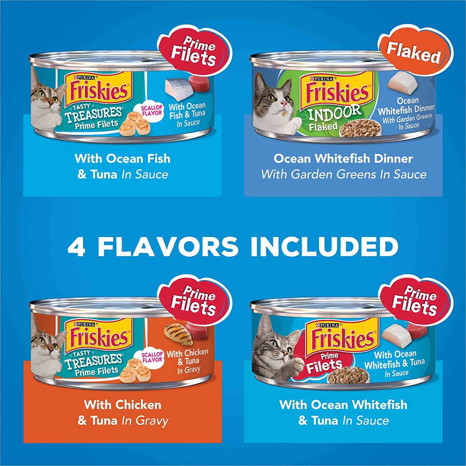 Purina Friskies Wet Cat Food Variety Pack Oceans of Delight Flaked and Prime Filets - (40) 5.5 oz. Cans
