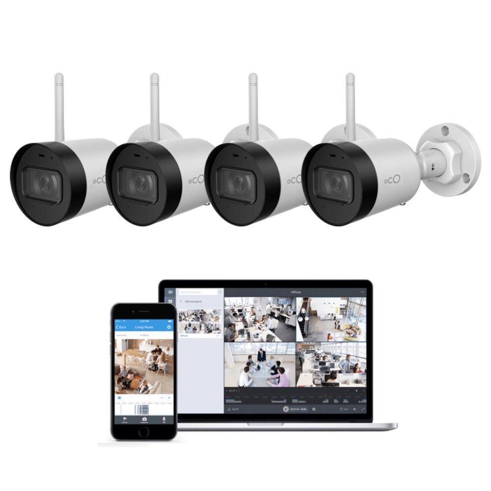 Oco 1002148572 Pro Bullet Outdoor/Indoor 1080p Cloud Surveillance and Security Camera with Remote Viewing (4-Pack)