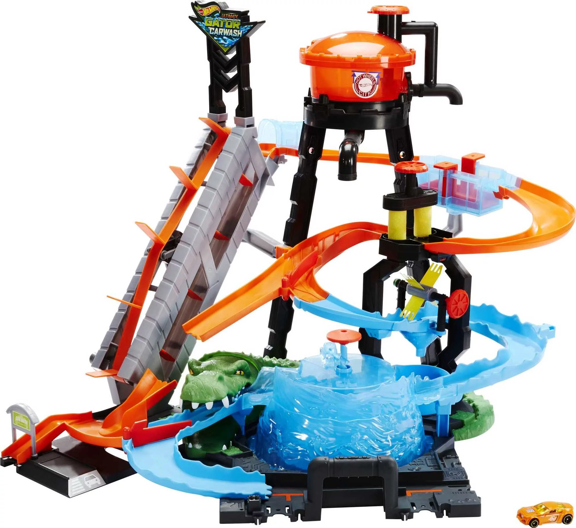 Hot Wheels Ultimate Gator Car Wash Play Set with Color Shifters Car