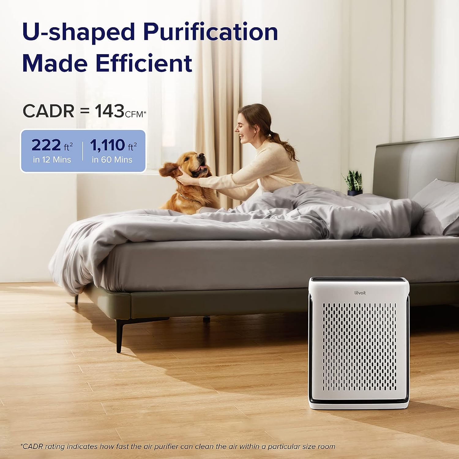 LEVOIT Air Purifiers for Home Large Room Bedroom Up to 1110 Ft² with Air Quality and Light Sensors. Smart WiFi. Washable Filters. HEPA Filter Captures Pet Hair. Allergies. Dust. Smoke. Vital 100S
