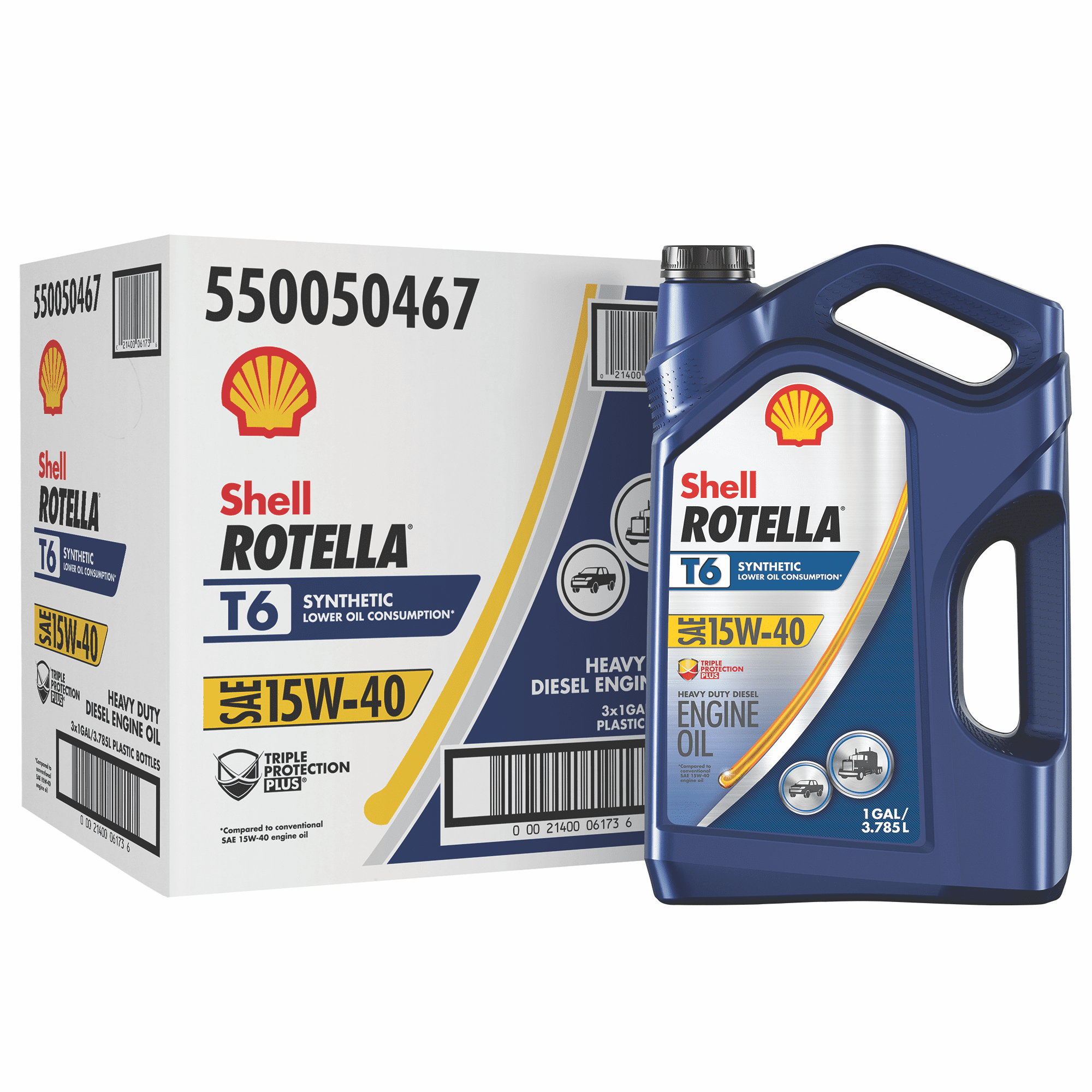 (3 pack) Shell Rotella T6 Full Synthetic 15W-40 Diesel Engine Oil. 1 Gallon (3 Pack Case)