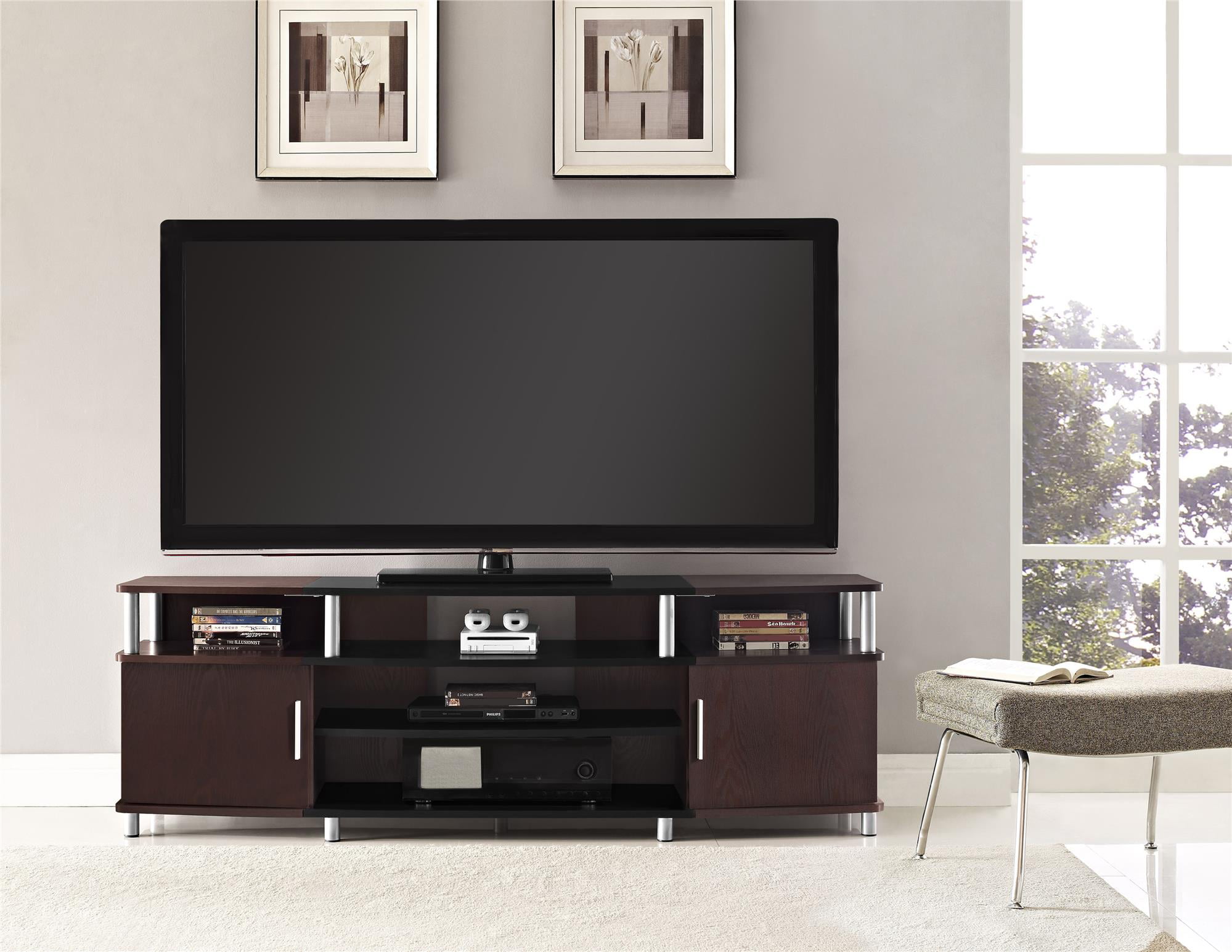 Ameriwood Home Carson TV Stand for TVs up to 70″. Cherry