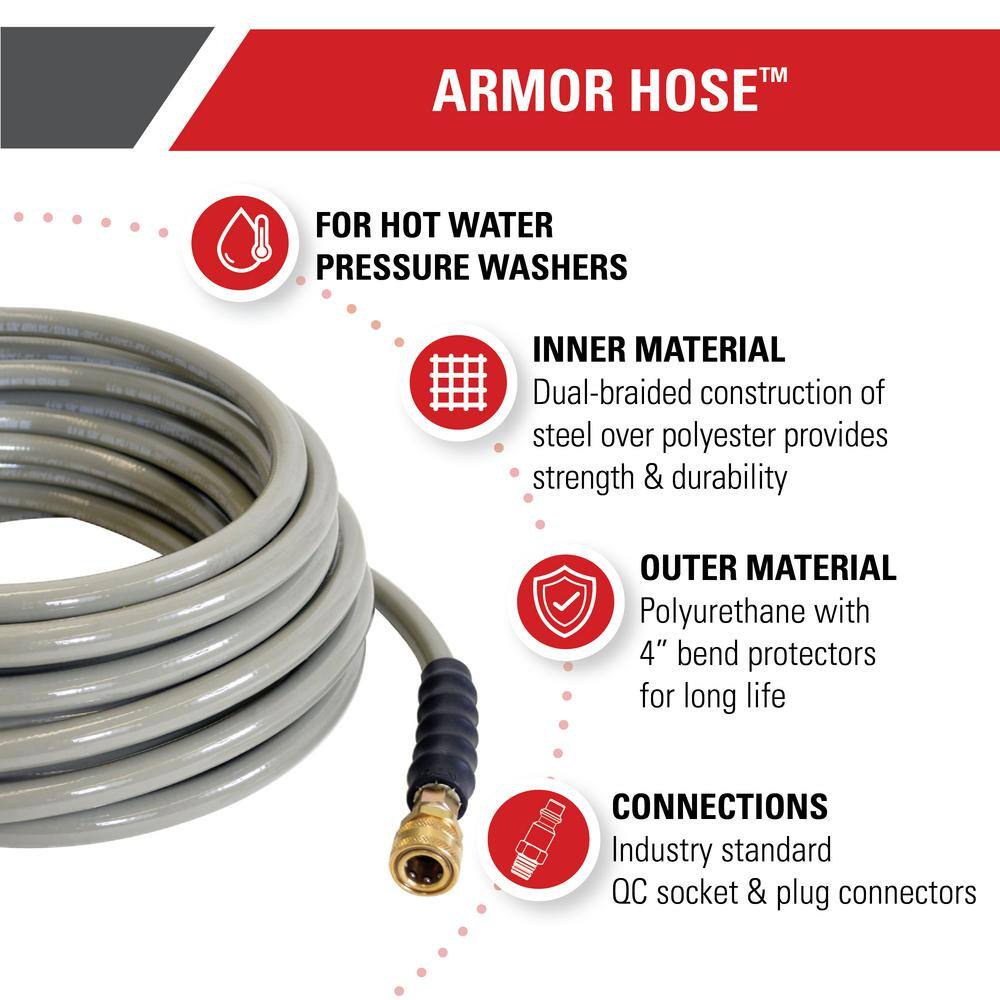 SIMPSON 41096 Armor Hose 3/8 in. x 100 ft. Replacement/Extension Hose with QC Connections for 4500 PSI Hot/Cold Water Pressure Washers