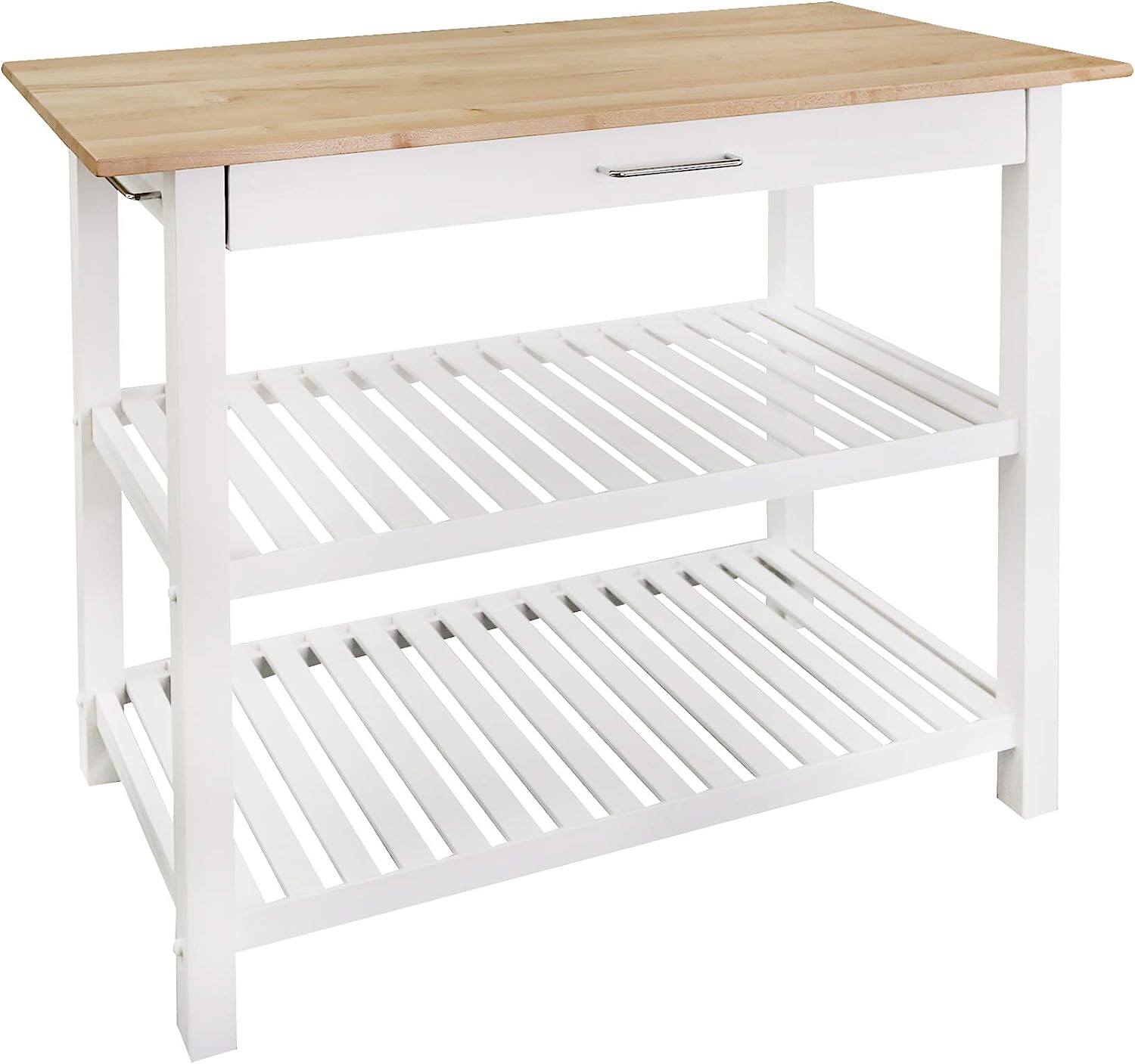 Casual Home Solid Wood Kitchen Island. Natural Maple Top. White Base (New) 40*20*36.5inch