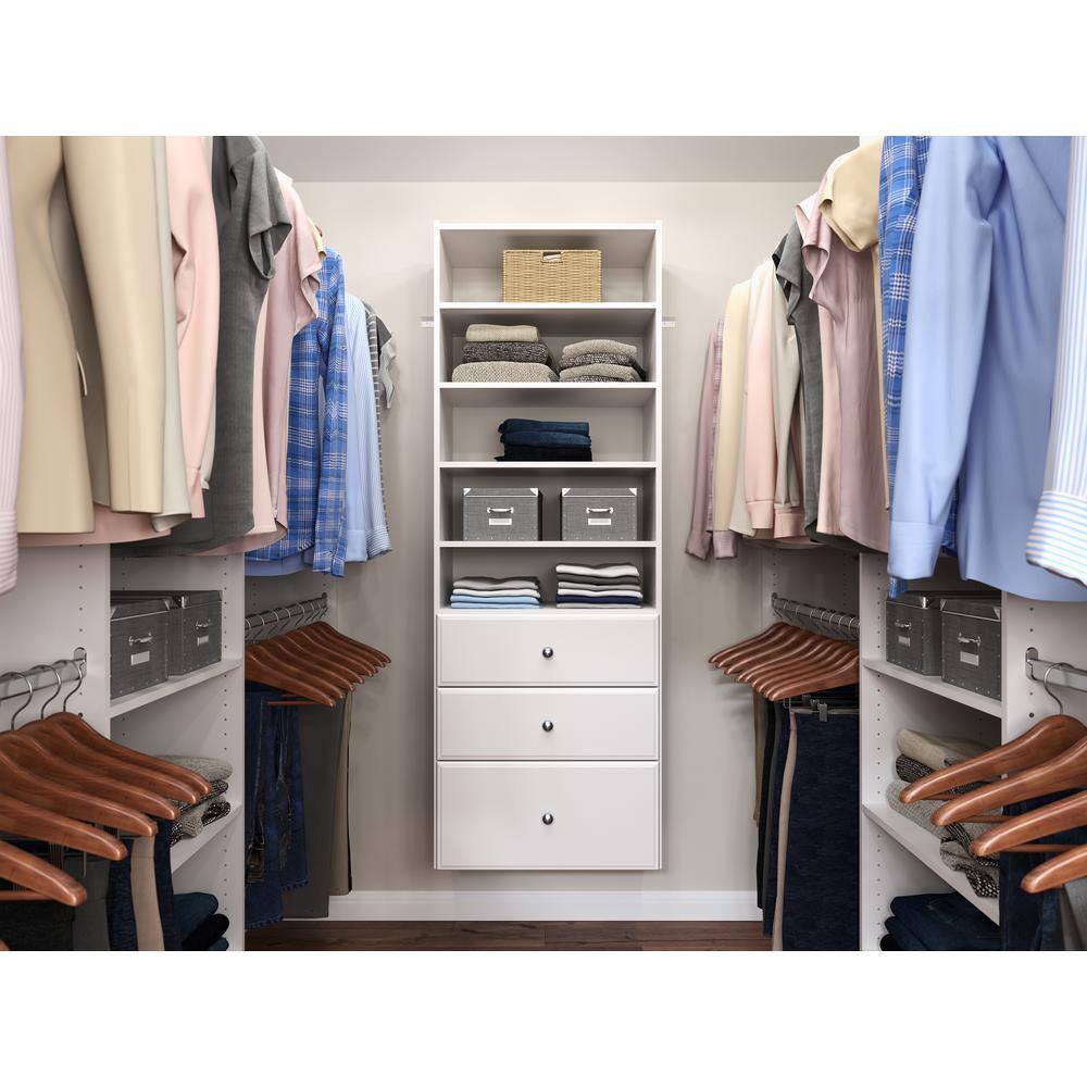 Closet Evolution WH30 Premier 25 in. W White Wood Closet Tower