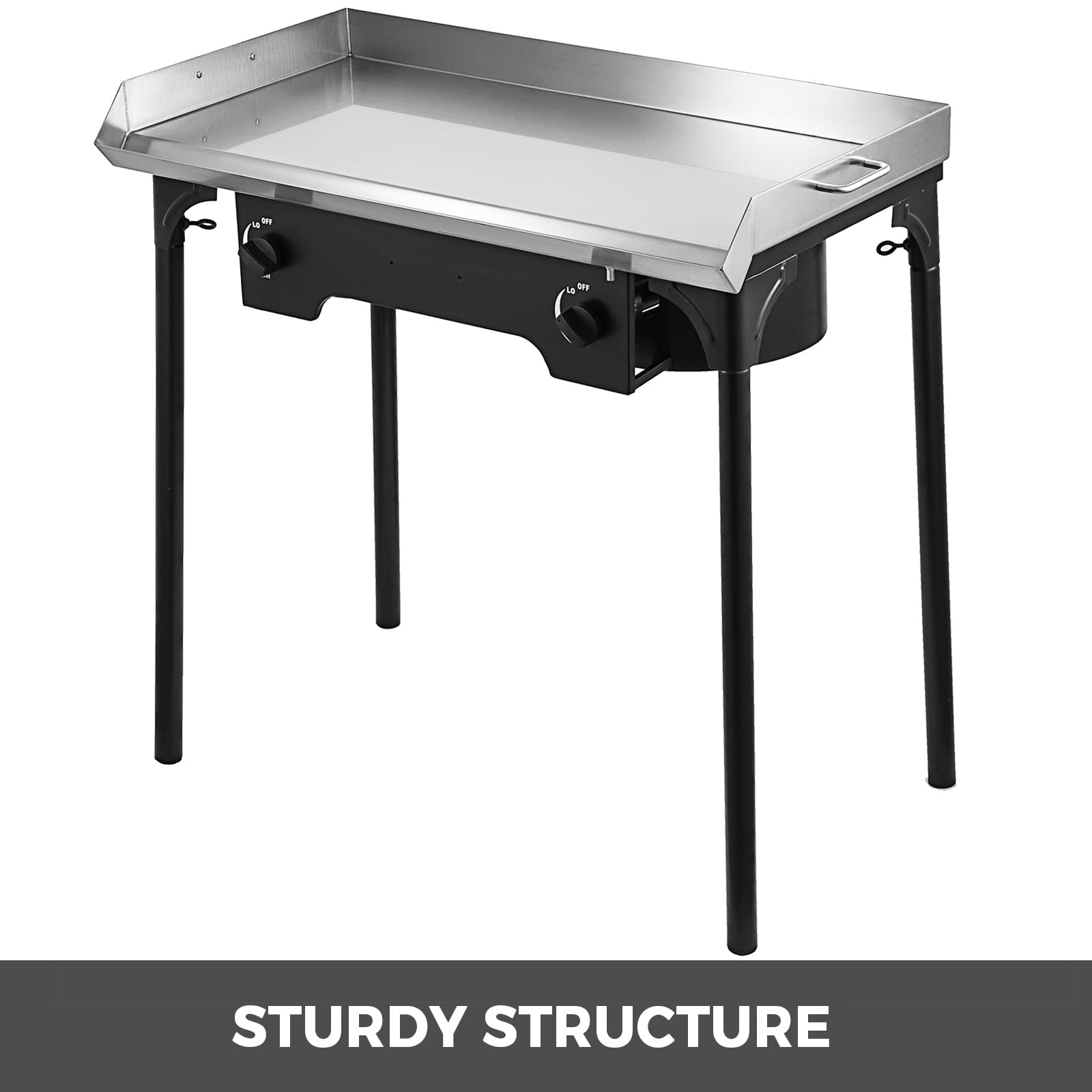 BENTISM 32″ x 17″ Wide Stainless Steel Flat Top Griddle Grill & Propane Fueled 2 Adjustable Burners Stove