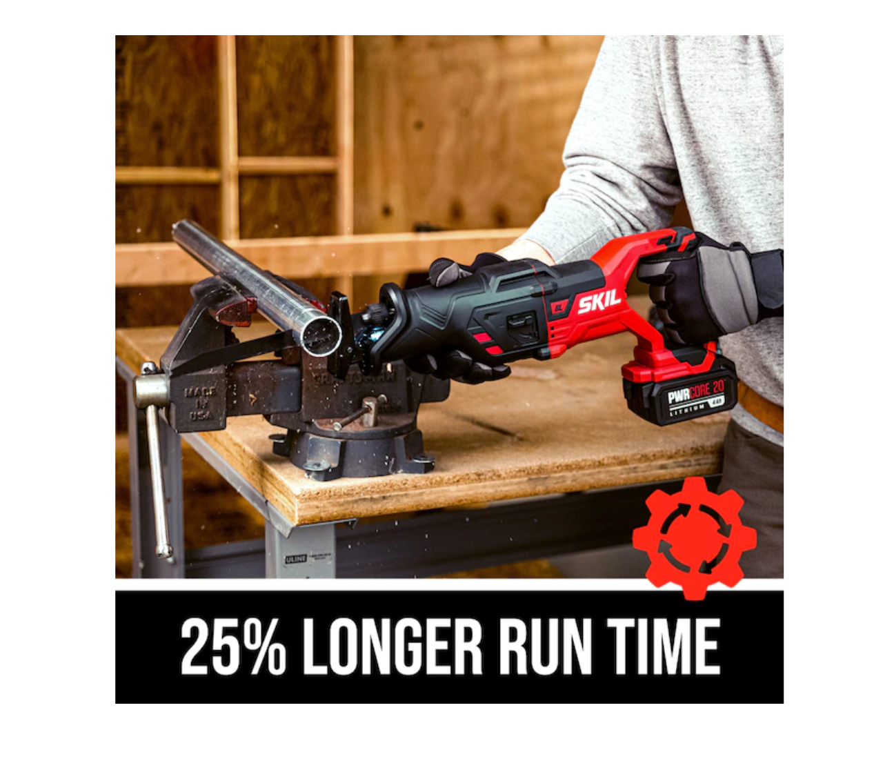 SKIL Reciprocating Saw RS5884-1A PWR Core 20 Brushless 20V with 4.0Ah Battery. PWRJump Charger. and PWRAssist USB Adapter