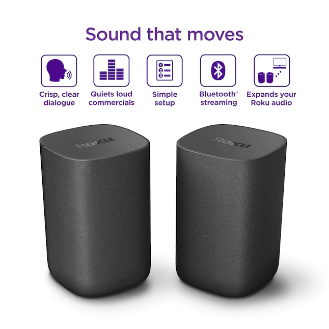 Roku  6.1-in 80-Watt Set of 2 Smart Indoor Portable Speaker
