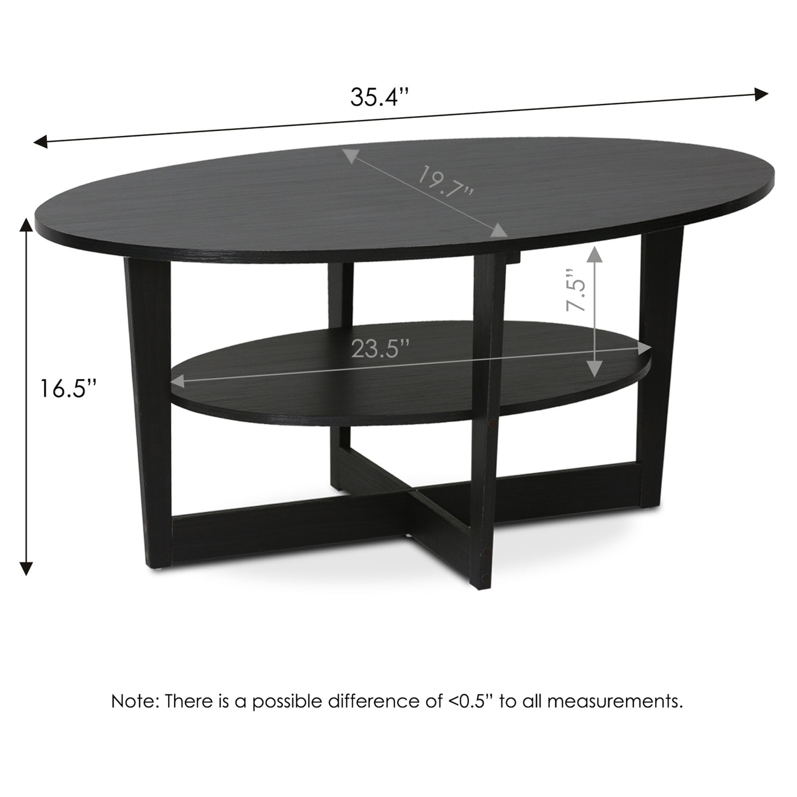 Furinno 15020WN Jaya Oval Coffee Table. Expresso Color