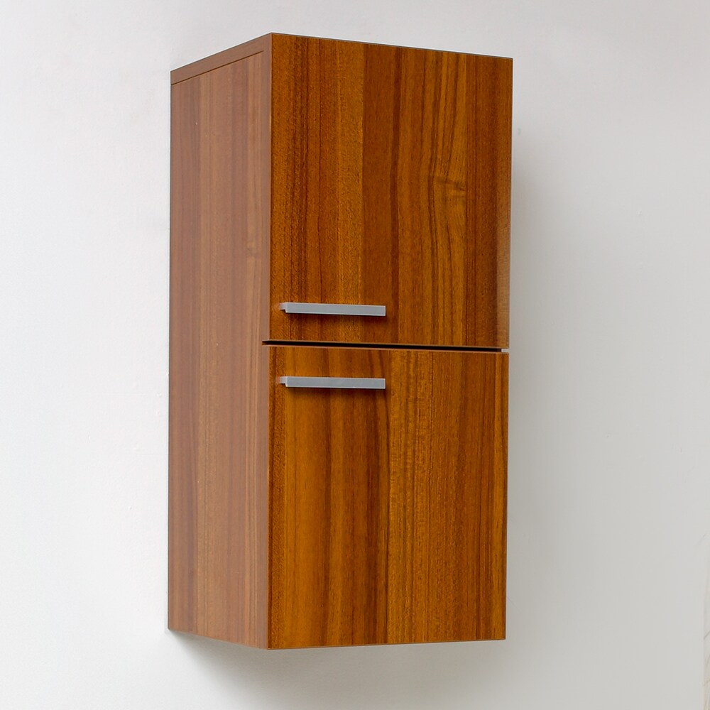 Fresca Senza 12.65-in W x 27.5-in H x 12-in D Teak Soft Close Bathroom Wall Cabinet