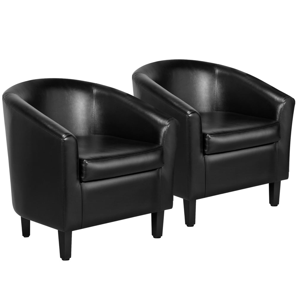 Easyfashion Tub Chair. Set of 2. Black Faux Leather