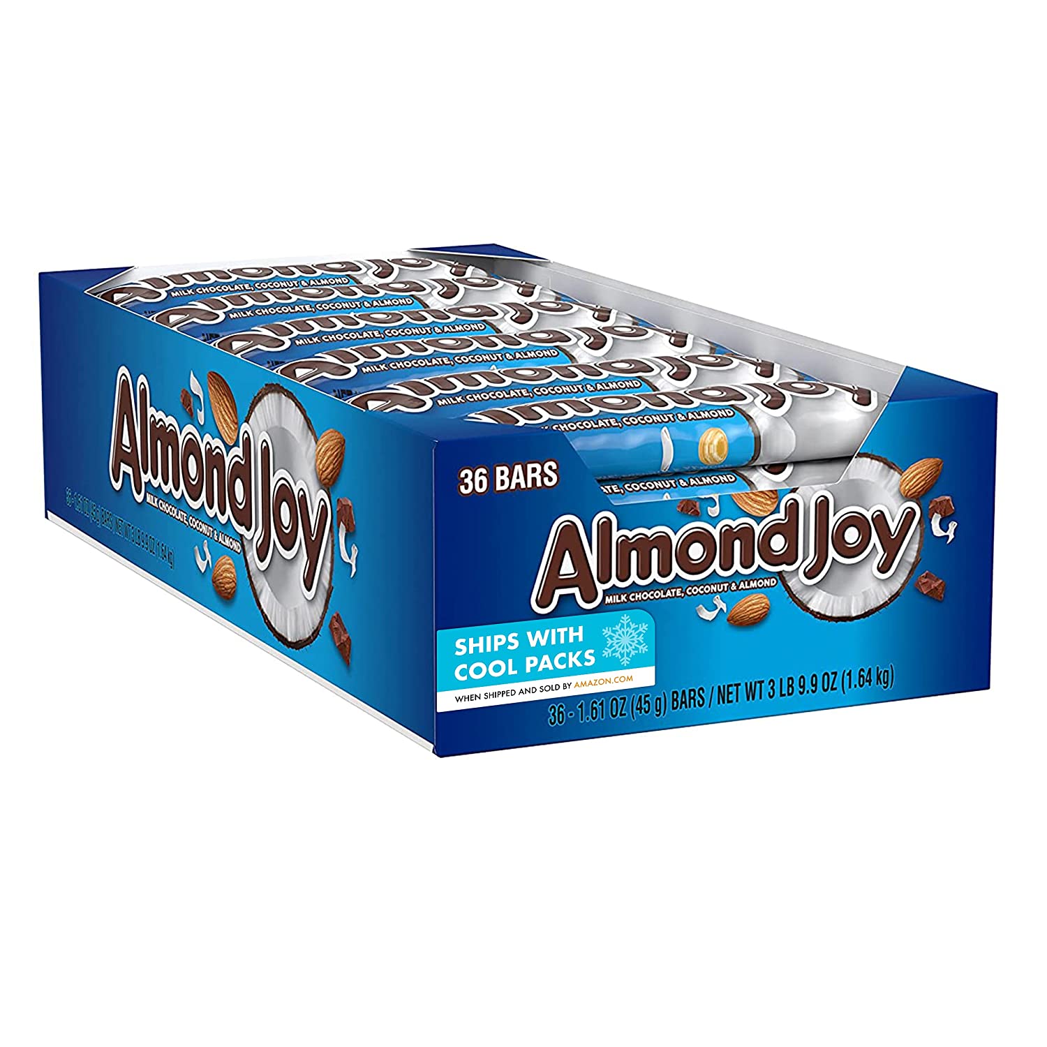 ALMOND JOY Coconut And Almond Chocolate Candy. Bulk. Gluten Free. Individually Wrapped. 1.61 oz Bars (36 Count)