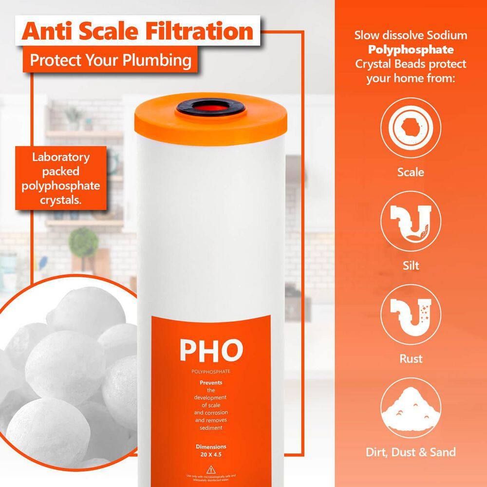 Express Water FLTWH2045CKP1 4.5 in. x 20 in. Whole House 3 Stage Ultimate Protection Heavy Metal and Anti Scale Water Filter Set - 5 Micron