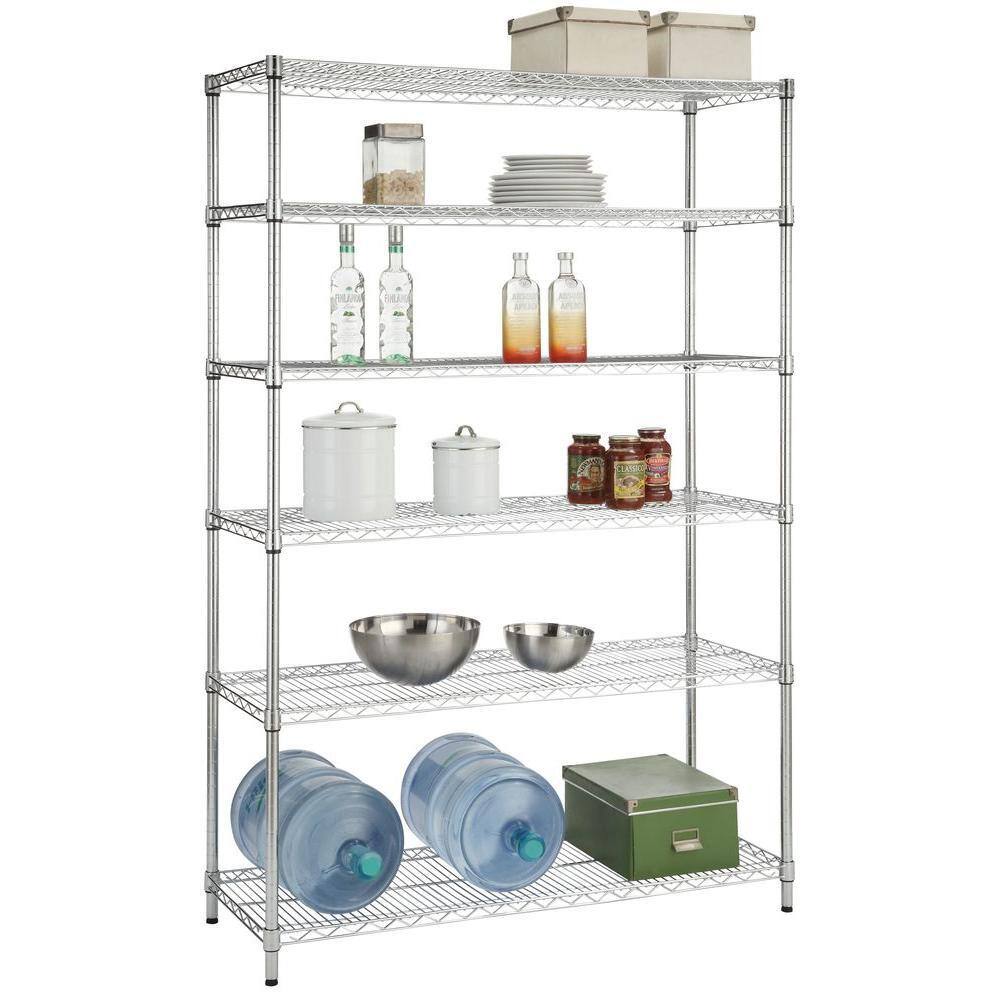 HDX SL-WSUS-136 6-Tier Commercial Grade Heavy Duty Steel Wire Shelving Unit in Chrome (48 in. W x 72 in. H x 18 in. D)