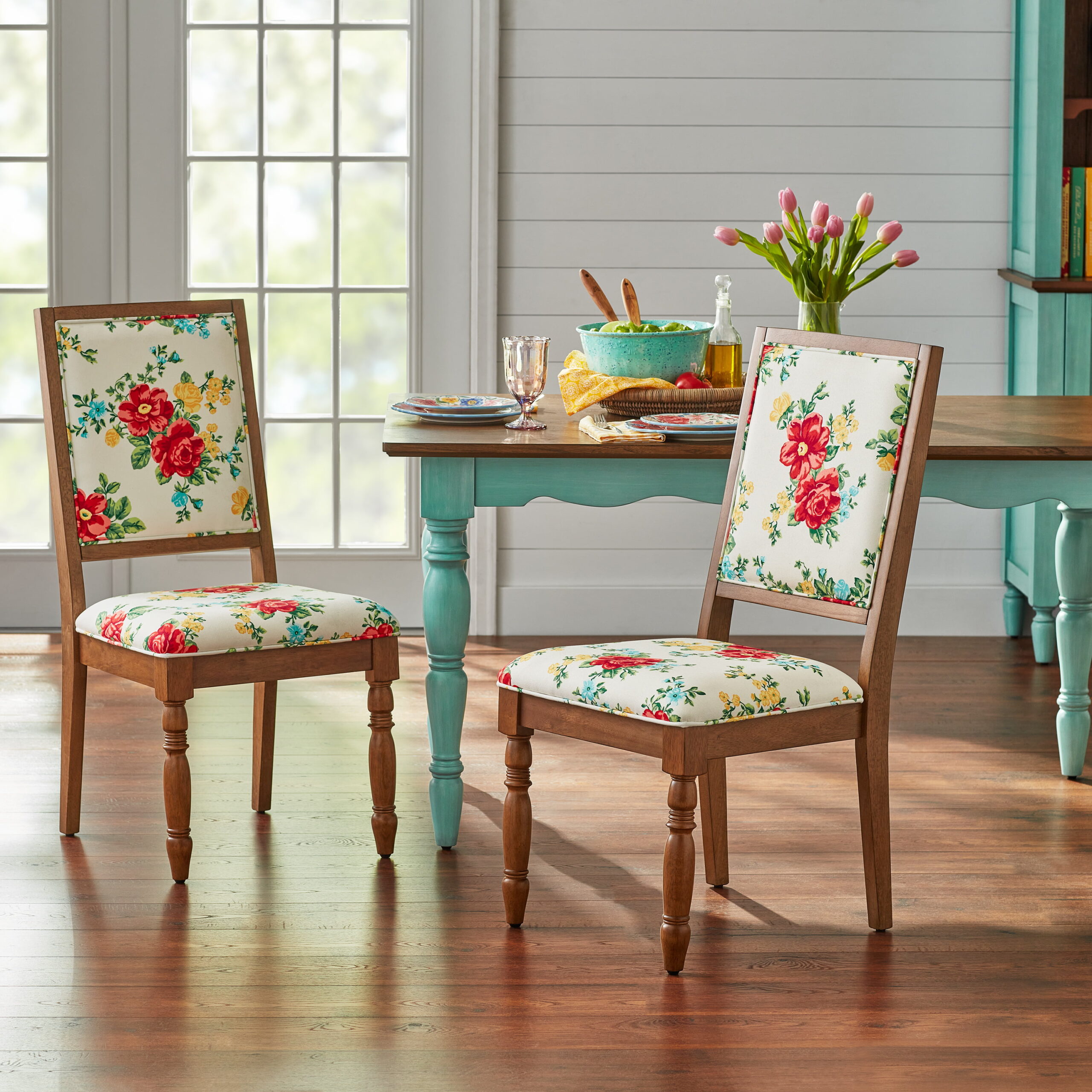 The Pioneer Woman Vintage Floral Dining Chairs. Set of 2. Brown