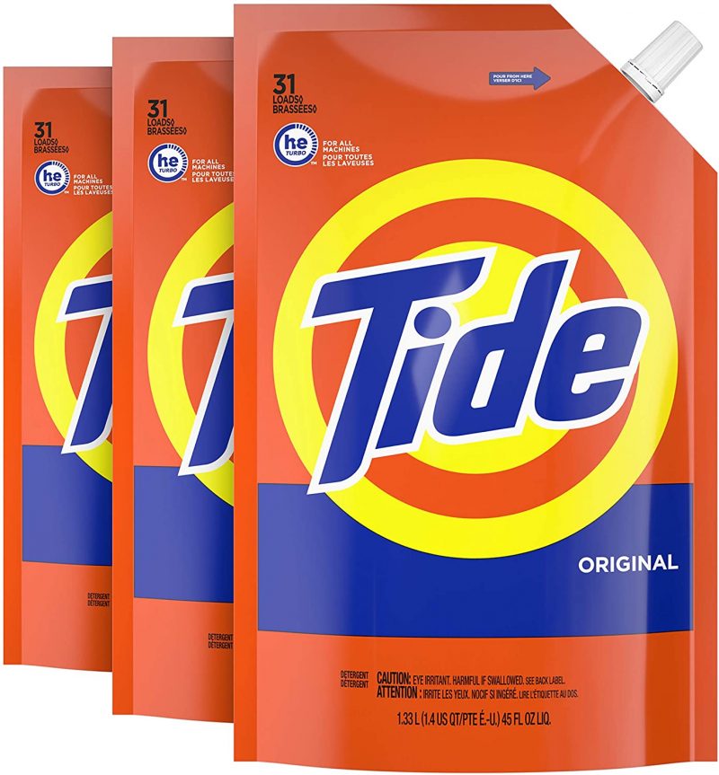 Tide Liquid Laundry Detergent Soap Pouches. 93 Total Loads (Pack of 3)