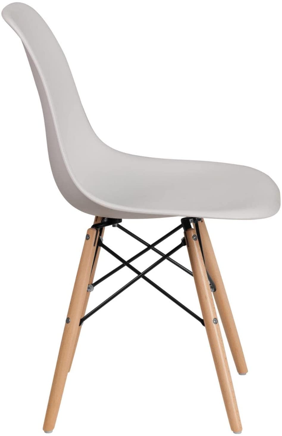 Flash Furniture Elon Series White Plastic Chair with Wooden Legs (‎FH-130-DPP-WH-GG)