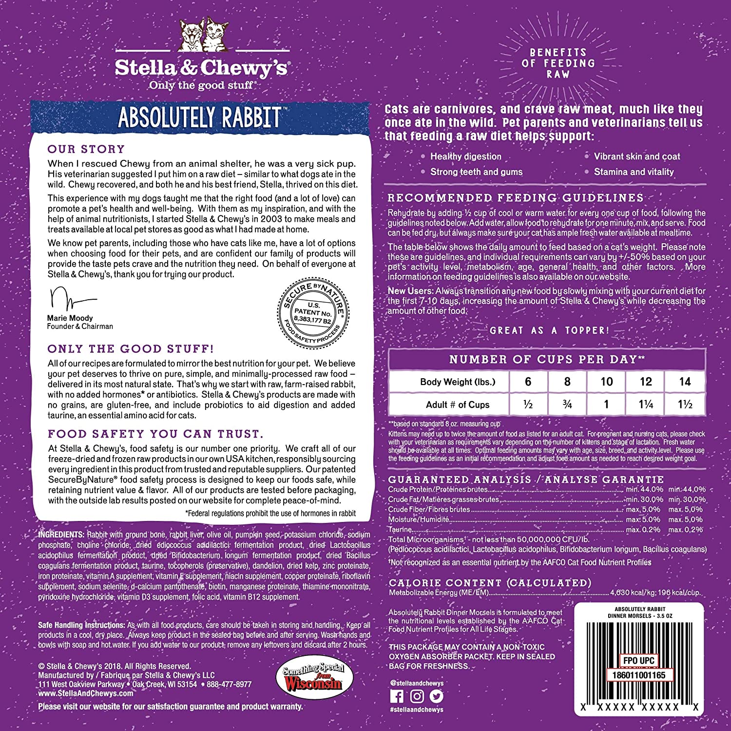 Stella & Chewy-s Freeze-Dried Raw Absolutely Rabbit Dinner Morsels Cat Food. 8 oz. Bag