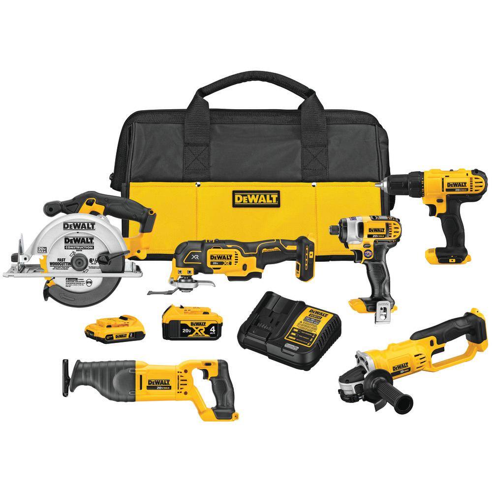 DEWALT DCK661D1M1 20V MAX Cordless 6 Tool Combo Kit with (1) 20V 4.0Ah Battery. (1) 20V 2.0Ah Battery. and Charger