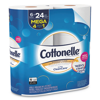 Cottonelle Ultra CleanCare Toilet Paper. 1-Ply. 340 Shts/RL. 36 Rolls (KCC47747)