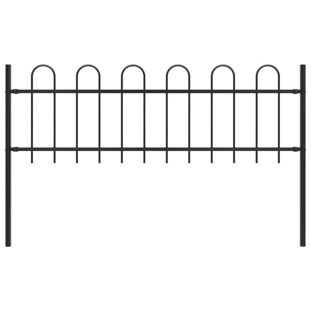 Afoxsos HDDB2004 66.9 in. L x 43.3 in. H Black Steel Garden Fence Decorative Fence with Hoop Top