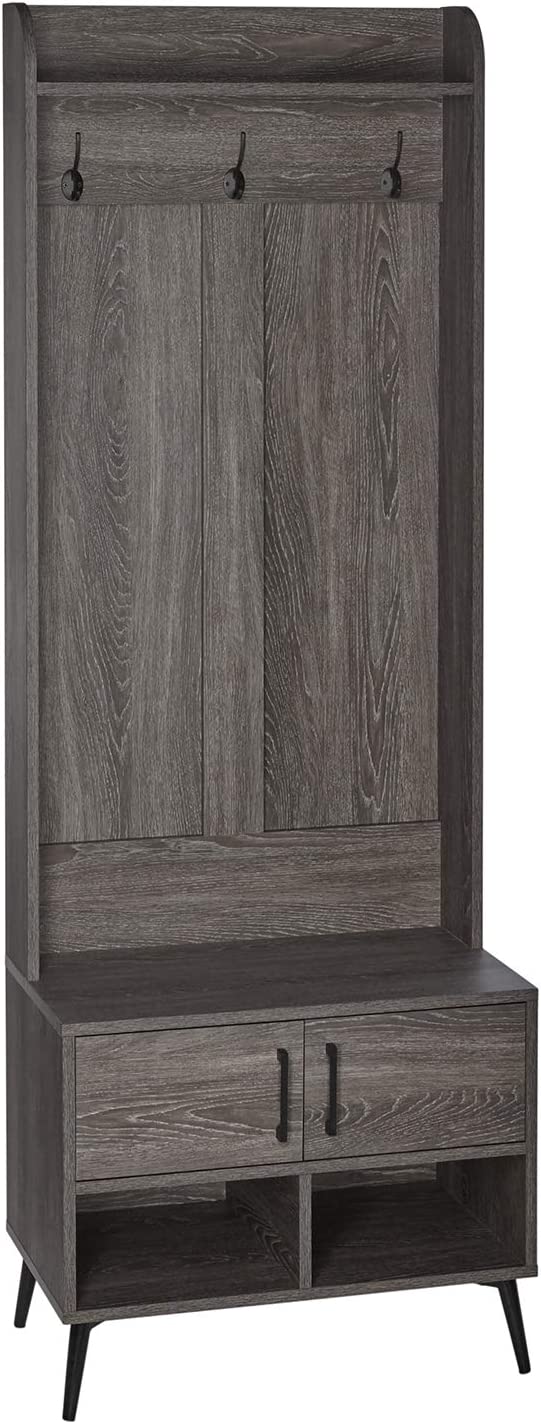 RiverRidge  Woodbury Dark Weathered Wood Grain 3-Hook Coat Stand