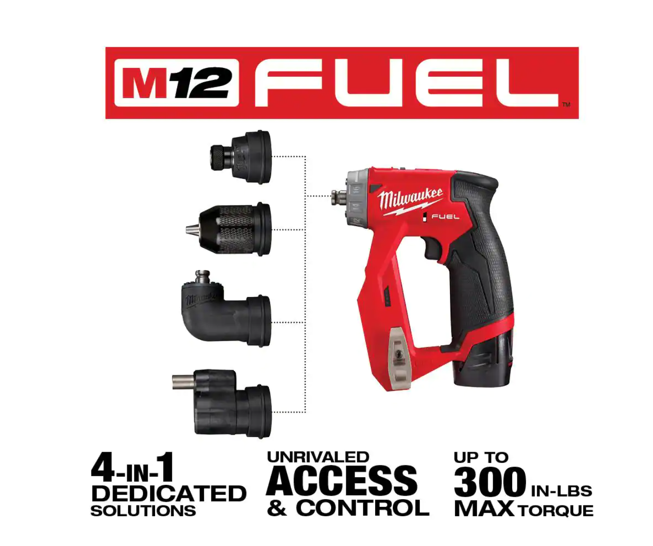 Milwaukee 2505-22-2460-20 M12 FUEL 12V Lithium-Ion Brushless Cordless 4-in-1 Installation 3/8 in. Drill Driver Kit with M12 Rotary Tool